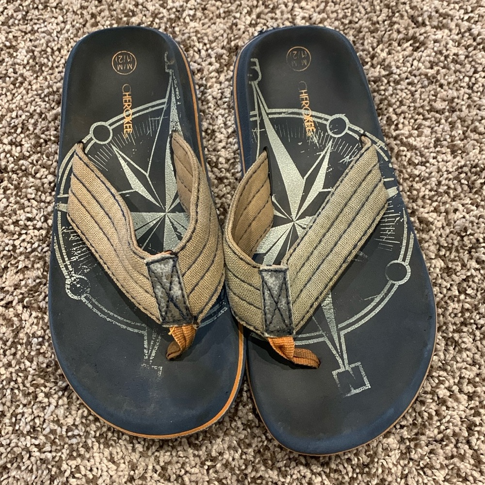 Blue/orange Flip flops, kids size 1/2